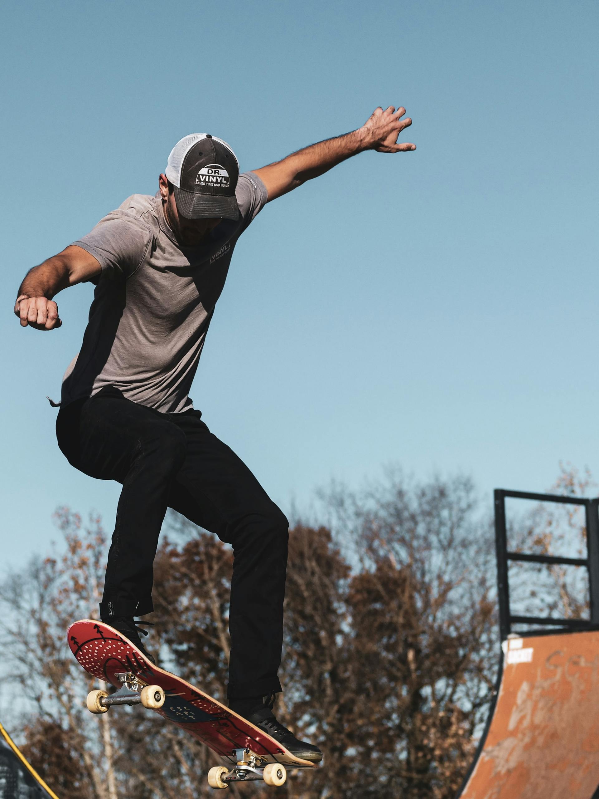 Skateboarder in action at a Kansas City skate park, showcasing dynamic talent.